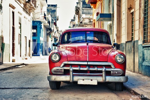 Picture of Vintage classic american car parked in a street of Old Havana Cuba